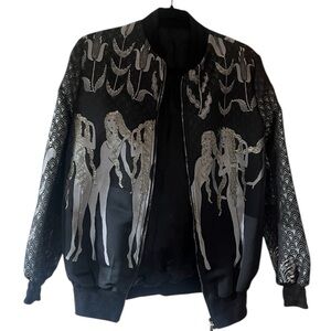 GIAMBA Bomber Jacket with Long-Haired Nymphs